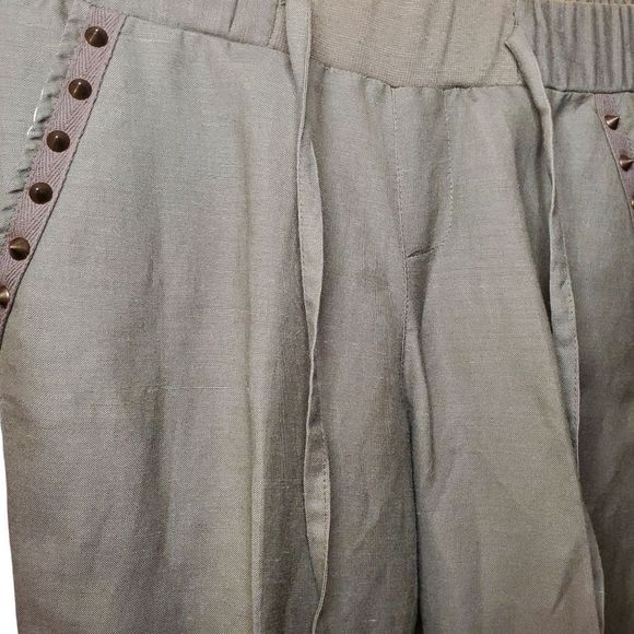 2B Bebe Wide Leg Pants Green Studded Pockets Women's Small - Picture 2 of 7